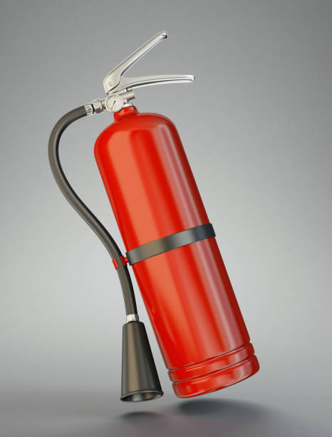 fire extinguisher isolated on a grey background. 3d illustration